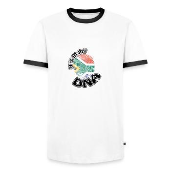 Cadeau Il est dans mon adn dns racines Afrique du Sud - T-shirt contrasté Homme - blanc/noir - Devant - AI Model Female 172 light (172cm) & AI Model Male 178 dark (178cm)
