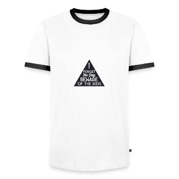 Forget The Dog Beware Of black - Men's Ringer Shirt - white/black - Front - AI Model Female 172 light (172cm) & AI Model Male 178 dark (178cm)