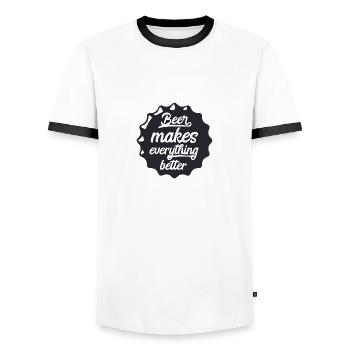 Beer makes everything better - T-shirt contrasté Homme - blanc/noir - Devant - AI Model Female 172 light (172cm) & AI Model Male 178 dark (178cm)