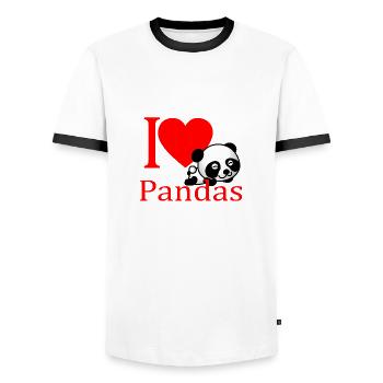 J'adore Panda - T-shirt contrasté Homme - blanc/noir - Devant - AI Model Female 172 light (172cm) & AI Model Male 178 dark (178cm)
