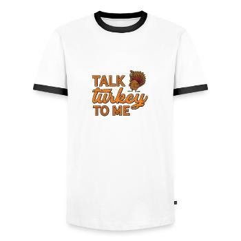 Call me turkey - Men's Ringer Shirt - white/black - Front - AI Model Female 172 light (172cm) & AI Model Male 178 dark (178cm)