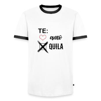 Tequila Shirt für Saufshirt - Männer Kontrast-T-Shirt - Weiß/Schwarz - Vorne - AI Model Female 172 light (172cm) & AI Model Male 178 dark (178cm)