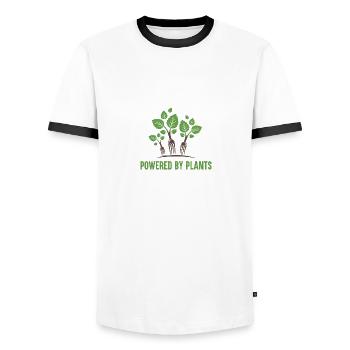 Powered by Plants - Men's Ringer Shirt - white/black - Front - AI Model Female 172 light (172cm) & AI Model Male 178 dark (178cm)
