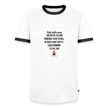 la diplomatie irlandaise - T-shirt contrasté Homme - blanc/noir - Devant - AI Model Female 172 light (172cm) & AI Model Male 178 dark (178cm)