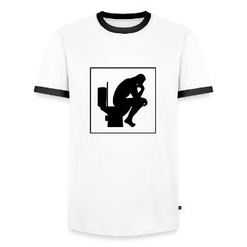 Denker auf der Toilette - Männer Kontrast-T-Shirt - Weiß/Schwarz - Vorne - AI Model Female 172 light (172cm) & AI Model Male 178 dark (178cm)