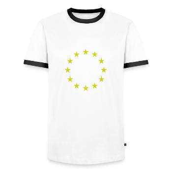 Europe | EU | stars - Men's Ringer Shirt - white/black - Front - AI Model Female 172 light (172cm) & AI Model Male 178 dark (178cm)