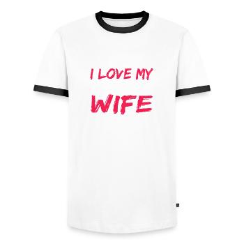 I Love My Wife Impressionnant Conception cadeau - T-shirt contrasté Homme - blanc/noir - Devant - AI Model Female 172 light (172cm) & AI Model Male 178 dark (178cm)