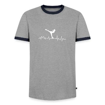 Heartbeat figure skating T-shirt sport winter - Men's Ringer Shirt - grey/navy  - Front - AI Model Female 172 light (172cm) & AI Model Male 178 light (178cm)