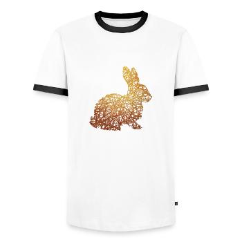 Easter bunny rabbit gold gift gift idea - Men's Ringer Shirt - white/black - Front - AI Model Female 172 light (172cm) & AI Model Male 178 dark (178cm)