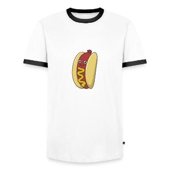 Hot dog Fast Food Geschenk Senf Brötchen Wurst - Männer Kontrast-T-Shirt - Weiß/Schwarz - Vorne - AI Model Female 172 light (172cm) & AI Model Male 178 dark (178cm)