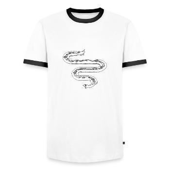 longdog - T-shirt contrasté Homme - blanc/noir - Devant - AI Model Female 172 light (172cm) & AI Model Male 178 dark (178cm)