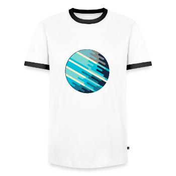 planet - Men's Ringer Shirt - white/black - Front - AI Model Female 172 light (172cm) & AI Model Male 178 dark (178cm)