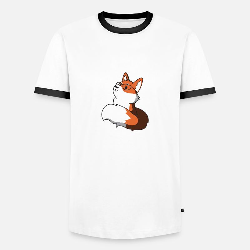 Sly fox with glasses gift idea nerd idea - Men's Ringer Shirt - white/black
