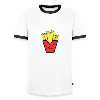 Français frites nourriture idée cadeau enfants restauration rapide - T-shirt contrasté Homme - blanc/noir - Devant - AI Model Female 172 light (172cm) & AI Model Male 178 dark (178cm)