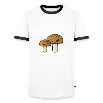 champignons - T-shirt contrasté Homme - blanc/noir - Devant - AI Model Female 172 light (172cm) & AI Model Male 178 dark (178cm)