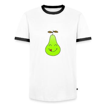 Birne - Männer Kontrast-T-Shirt - Weiß/Schwarz - Vorne - AI Model Female 172 light (172cm) & AI Model Male 178 dark (178cm)