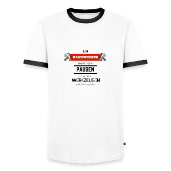 Handwerker macht keine Pausen Heimwerker Geschenk - Männer Kontrast-T-Shirt - Weiß/Schwarz - Vorne - AI Model Female 172 light (172cm) & AI Model Male 178 dark (178cm)