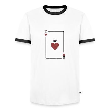 Carte coeur roi carte à jouer cadeau poker patin - T-shirt contrasté Homme - blanc/noir - Devant - AI Model Female 172 light (172cm) & AI Model Male 178 dark (178cm)