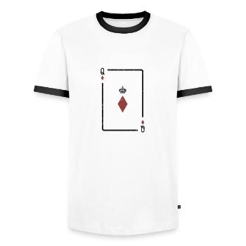 Match Card Lady Card Karo Gift Skat Poker - Men's Ringer Shirt - white/black - Front - AI Model Female 172 light (172cm) & AI Model Male 178 dark (178cm)