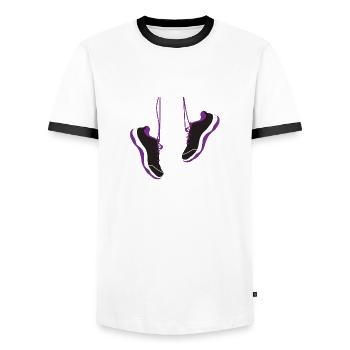 Cool Running Shoes Runner - Männer Kontrast-T-Shirt - Weiß/Schwarz - Vorne - AI Model Female 172 light (172cm) & AI Model Male 178 dark (178cm)