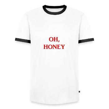 OH HONEY - Männer Kontrast-T-Shirt - Weiß/Schwarz - Vorne - AI Model Female 172 light (172cm) & AI Model Male 178 dark (178cm)