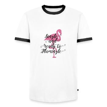 Flamingo Single Geschenk Spruch lustig pink Vogel - Männer Kontrast-T-Shirt - Weiß/Schwarz - Vorne - AI Model Female 172 light (172cm) & AI Model Male 178 dark (178cm)