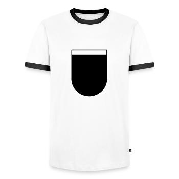 coat of arms - Men's Ringer Shirt - white/black - Front - AI Model Female 172 light (172cm) & AI Model Male 178 dark (178cm)