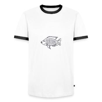 Cichlid fish Malawi - Men's Ringer Shirt - white/black - Front - AI Model Female 172 light (172cm) & AI Model Male 178 dark (178cm)