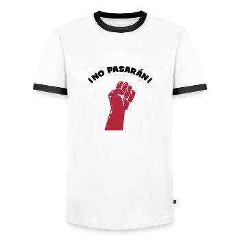 No Pasaran - Ils ne passeront pas ! - T-shirt contrasté Homme - blanc/noir - Devant - AI Model Female 172 light (172cm) & AI Model Male 178 dark (178cm)