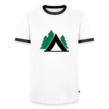 Zelt - Männer Kontrast-T-Shirt - Weiß/Schwarz - Vorne - AI Model Female 172 light (172cm) & AI Model Male 178 dark (178cm)