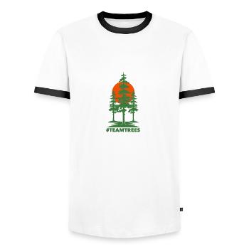 Team Trees Merchandise - Men's Ringer Shirt - white/black - Front - AI Model Female 172 light (172cm) & AI Model Male 178 dark (178cm)