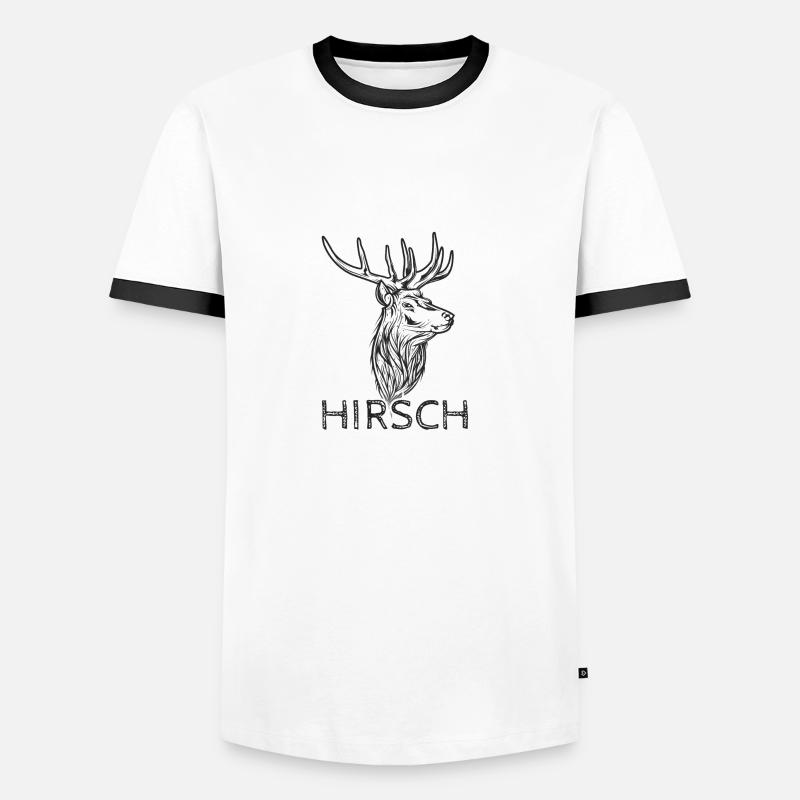 Hirsch - Männer Kontrast-T-Shirt - Weiß/Schwarz