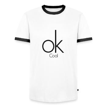 ok - Männer Kontrast-T-Shirt - Weiß/Schwarz - Vorne - AI Model Female 172 light (172cm) & AI Model Male 178 dark (178cm)