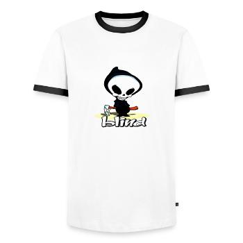 BLINDER SCHÄDEL - Männer Kontrast-T-Shirt - Weiß/Schwarz - Vorne - AI Model Female 172 light (172cm) & AI Model Male 178 dark (178cm)