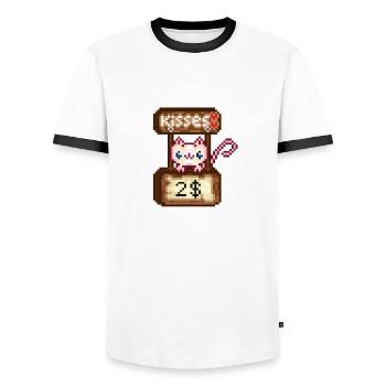 Kitty Kisses - T-shirt contrasté Homme - blanc/noir - Devant - AI Model Female 172 light (172cm) & AI Model Male 178 dark (178cm)