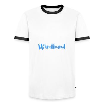 Ich bin nicht perfekt, aber mein Windhund ist es! - Männer Kontrast-T-Shirt - Weiß/Schwarz - Vorne - AI Model Female 172 light (172cm) & AI Model Male 178 dark (178cm)