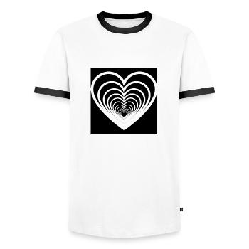 Coeurs Mêlés Noir - T-shirt contrasté Homme - blanc/noir - Devant - AI Model Female 172 light (172cm) & AI Model Male 178 dark (178cm)