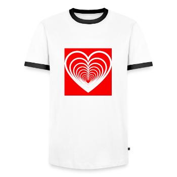 Cœurs Mêlés Rouge - T-shirt contrasté Homme - blanc/noir - Devant - AI Model Female 172 light (172cm) & AI Model Male 178 dark (178cm)