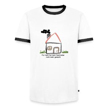 Mehr Geld hatte ich nicht - Männer Kontrast-T-Shirt - Weiß/Schwarz - Vorne - AI Model Female 172 light (172cm) & AI Model Male 178 dark (178cm)