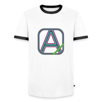 THE A is for...... individual Thoughts - Men's Ringer Shirt - white/black - Front - AI Model Female 172 light (172cm) & AI Model Male 178 dark (178cm)