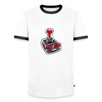 Gaming - Männer Kontrast-T-Shirt - Weiß/Schwarz - Vorne - AI Model Female 172 light (172cm) & AI Model Male 178 dark (178cm)