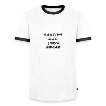 Papa Seite Essential T-Shirt - Männer Kontrast-T-Shirt - Weiß/Schwarz - Vorne - AI Model Female 172 light (172cm) & AI Model Male 178 dark (178cm)