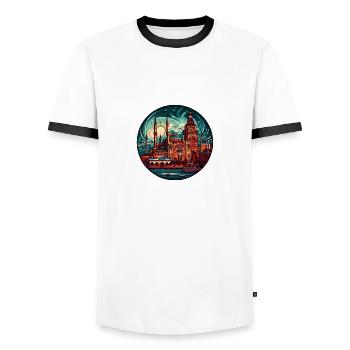 Turkish architecture - Men's Ringer Shirt - white/black - Front - AI Model Female 172 light (172cm) & AI Model Male 178 dark (178cm)