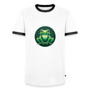Frog - Men's Ringer Shirt - white/black - Front - AI Model Female 172 light (172cm) & AI Model Male 178 dark (178cm)