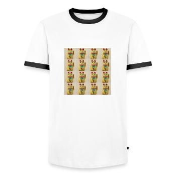 Lucky 16 Cats - Men's Ringer Shirt - white/black - Front - AI Model Female 172 light (172cm) & AI Model Male 178 dark (178cm)