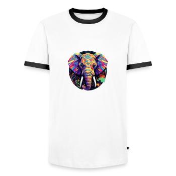 wunderschöner bunter Elefant - Männer Kontrast-T-Shirt - Weiß/Schwarz - Vorne - AI Model Female 172 light (172cm) & AI Model Male 178 dark (178cm)