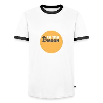 Bitcoin to the moon - Men's Ringer Shirt - white/black - Front - AI Model Female 172 light (172cm) & AI Model Male 178 dark (178cm)