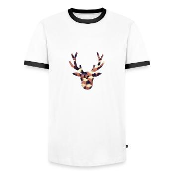 Geometric Deer - Men's Ringer Shirt - white/black - Front - AI Model Female 172 light (172cm) & AI Model Male 178 dark (178cm)