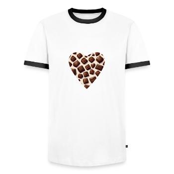 Sweet Seduction Chocolate Heart - Men's Ringer Shirt - white/black - Front - AI Model Female 172 light (172cm) & AI Model Male 178 dark (178cm)
