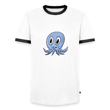 Frecher Tintenfisch - Männer Kontrast-T-Shirt - Weiß/Schwarz - Vorne - AI Model Female 172 light (172cm) & AI Model Male 178 dark (178cm)